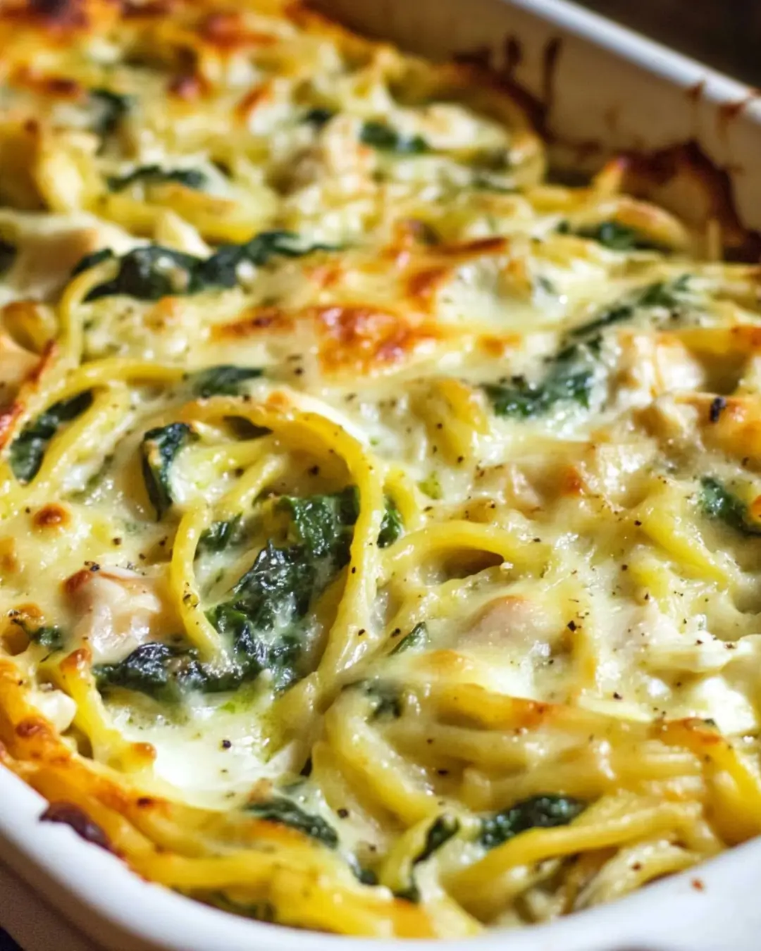 Baked Spinach Chicken Spaghetti