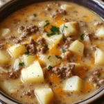 Crockpot Creamy Potato & Hamburger Soup