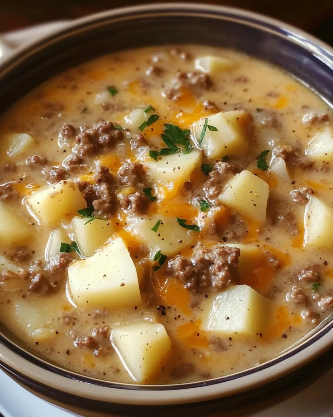 Crockpot Creamy Potato & Hamburger Soup