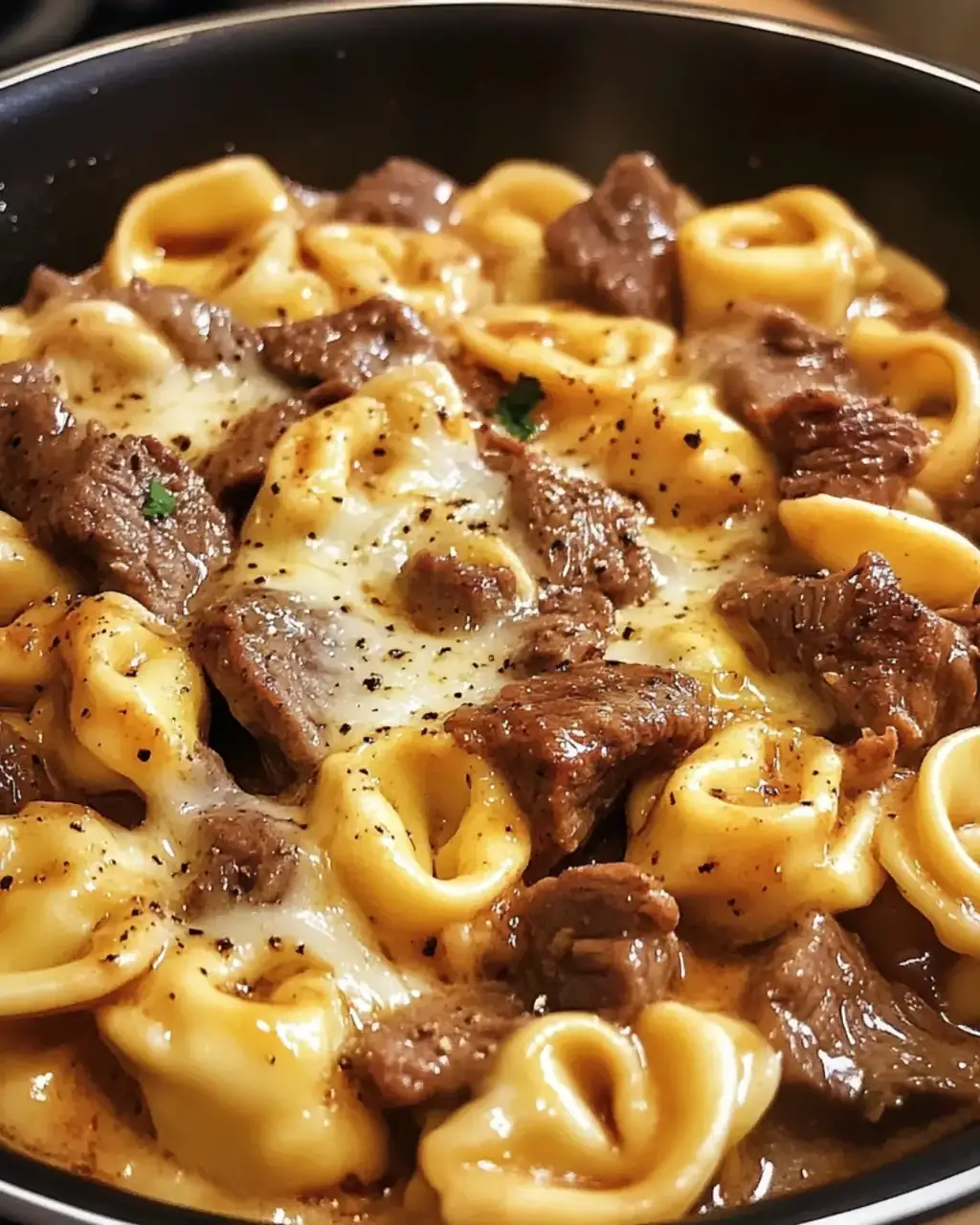 Cheesesteak Tortellini in Rich Provolone Sauce