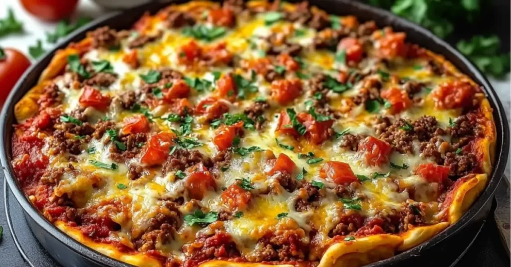 Cheesy Beef Pizza Casserole

